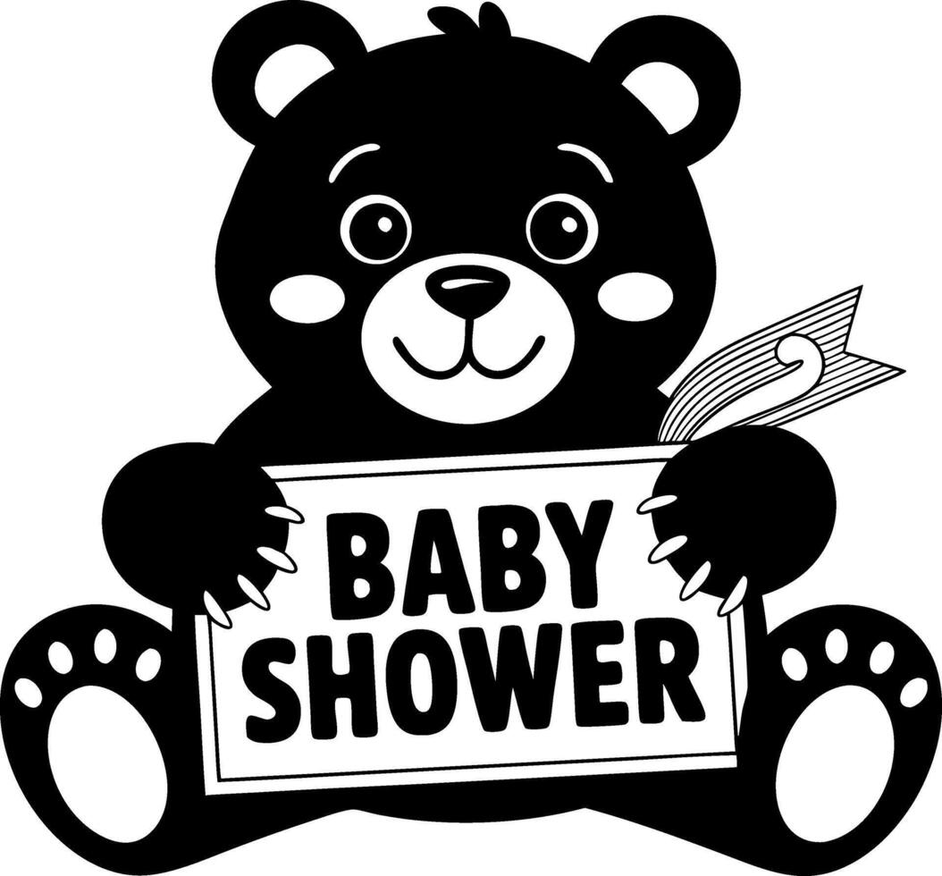 Cute Bear Holding Baby Shower Sign Illustration vector