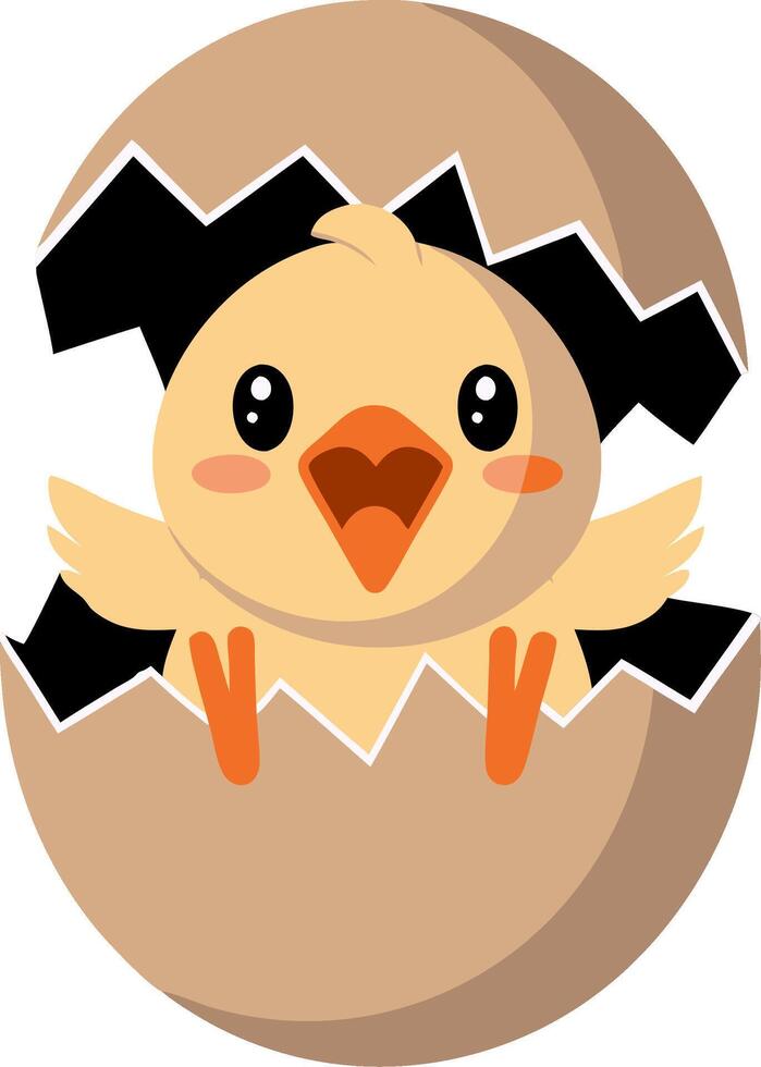 Cute Baby Chick Emerging from Cracked Egg for Childrens Illustrations vector