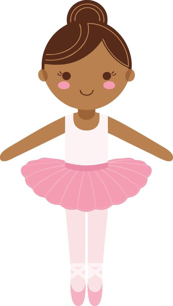 Cute Cartoon Young Ballerina in Pink Tutu Ballet Dancer Illustration vector
