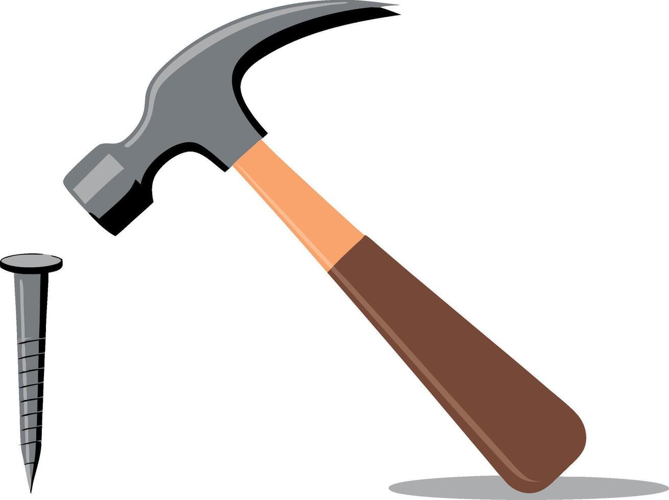 Hammer with Nail Construction Tool for DIY Projects and Woodworking vector