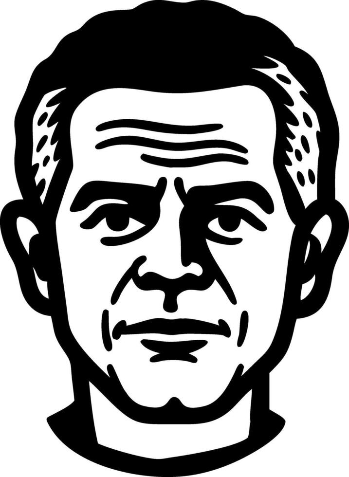 Bold Black and White Portrait of Mature Man for Design Use vector