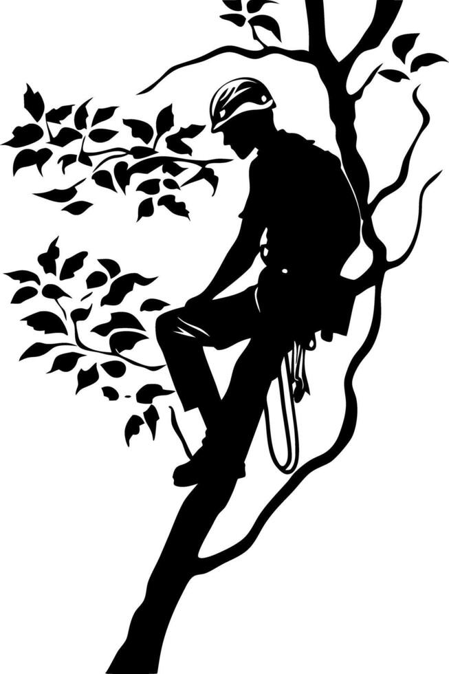 Tree Climber Silhouette Adventure for Outdoor Enthusiasts and Nature Exploration vector