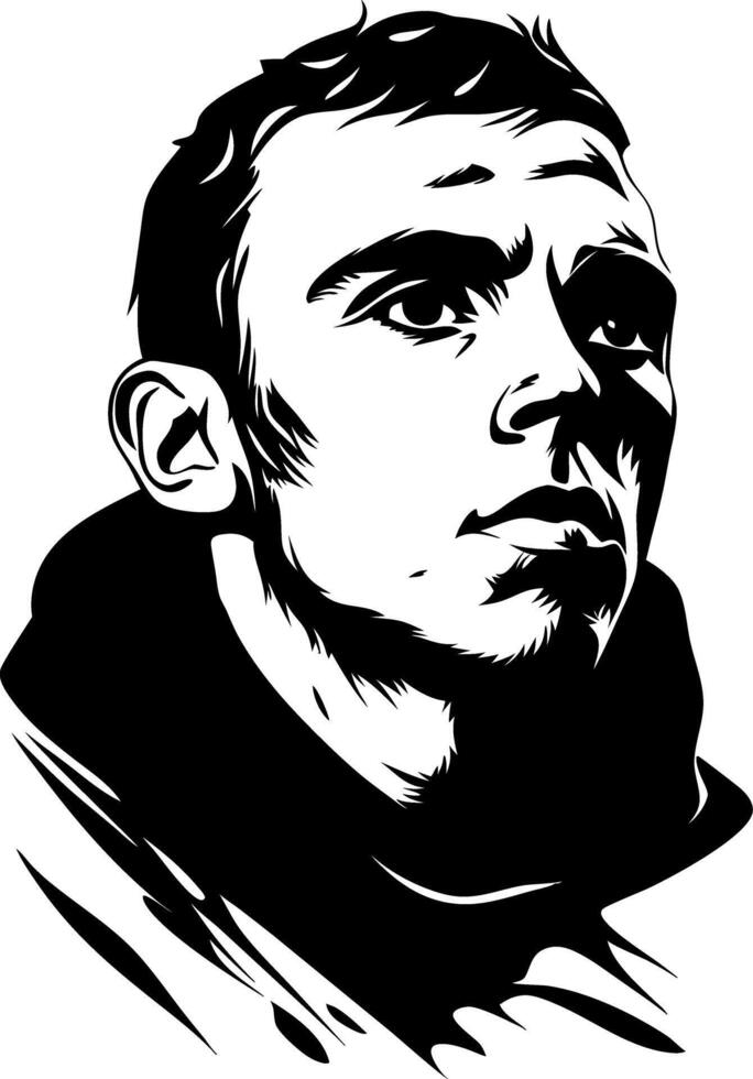 Thoughtful Male Portrait in Monochrome Style for Artistic Use vector