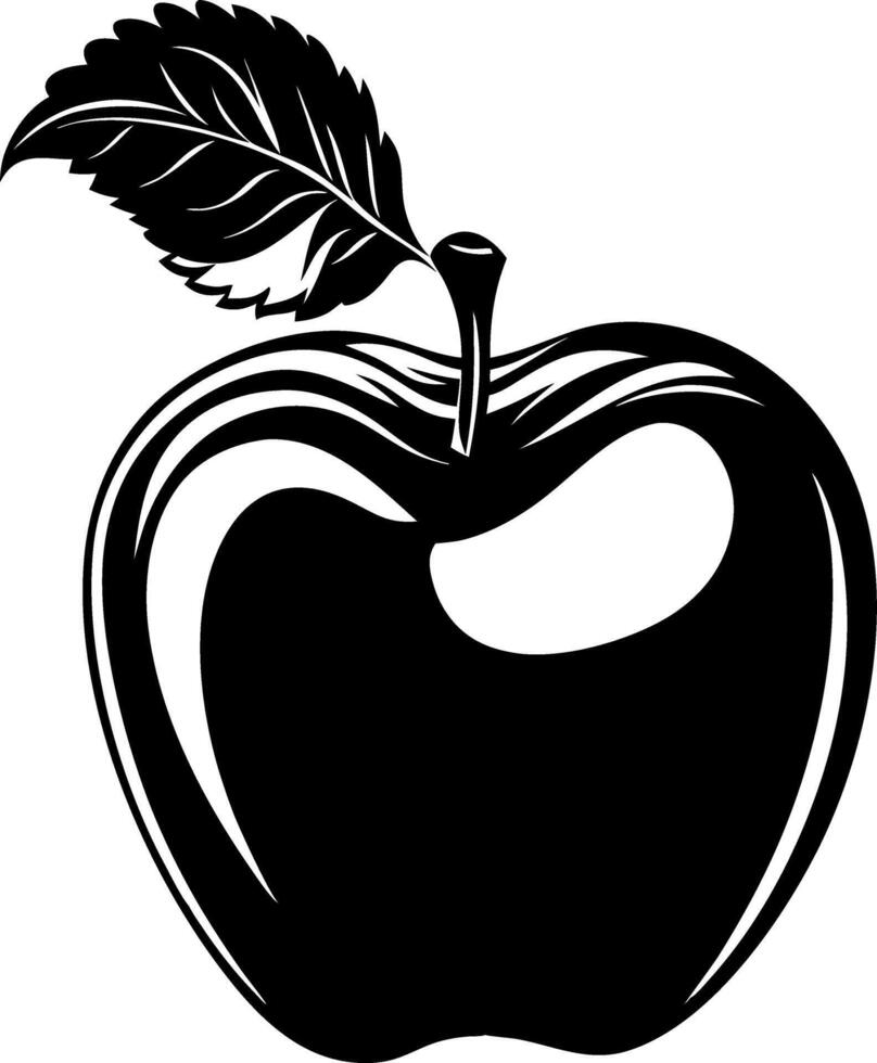Black Silhouette Apple Design for Illustrations and Tattoos vector