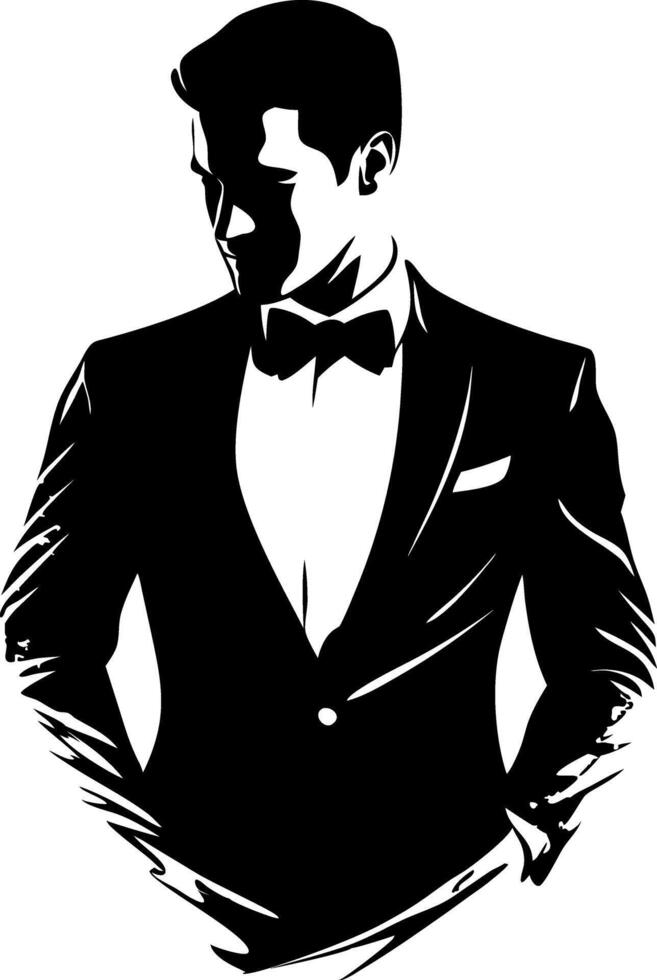 Silhouette of Man in Tuxedo with Bow Tie for Design and Art Projects vector