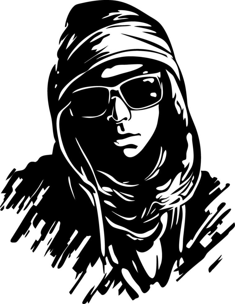 Hoodie Wearing Figure with Sunglasses Art for Urban Design vector