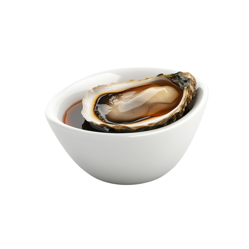 Oyster with Shell in a Decorative Bowl on Transparent Background png