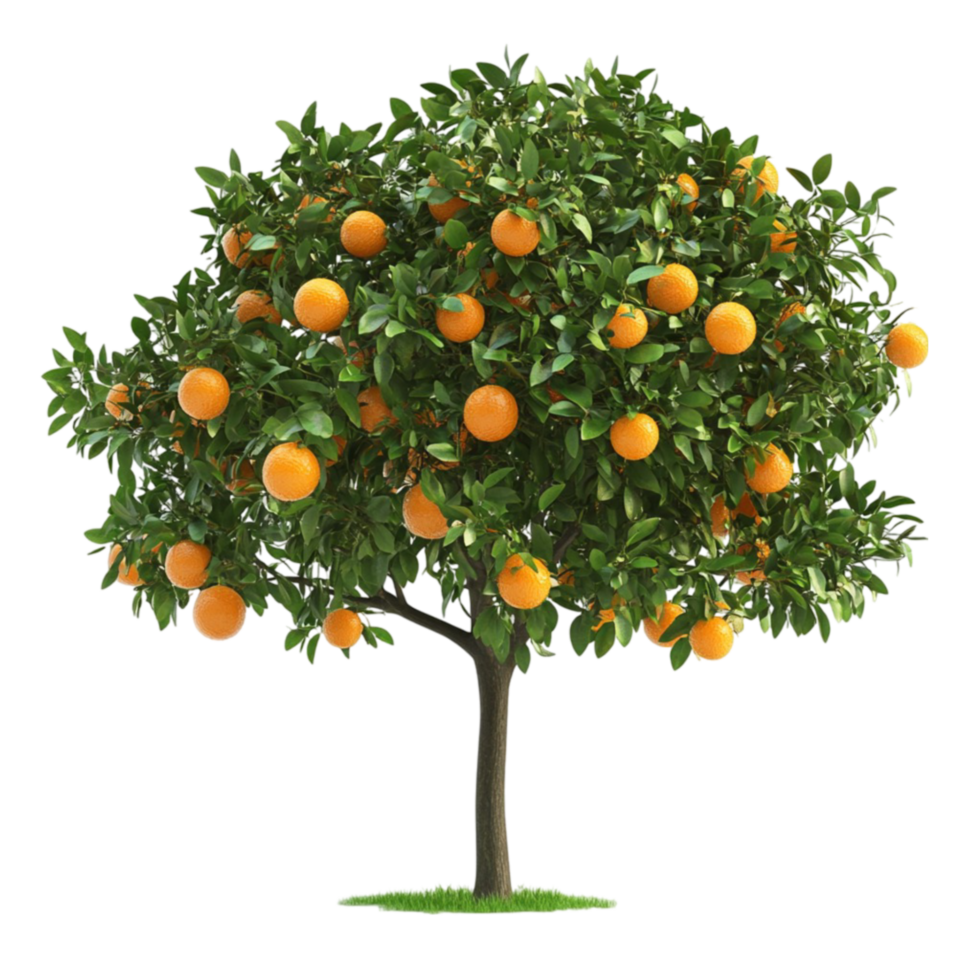 Citrus Tree with Bright Orange Fruits on Transparent Background png