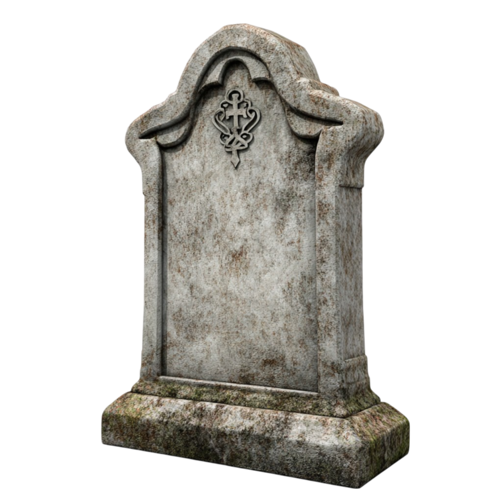 Ornate Tombstone with Gothic Vines and Flowers on Transparent Background png
