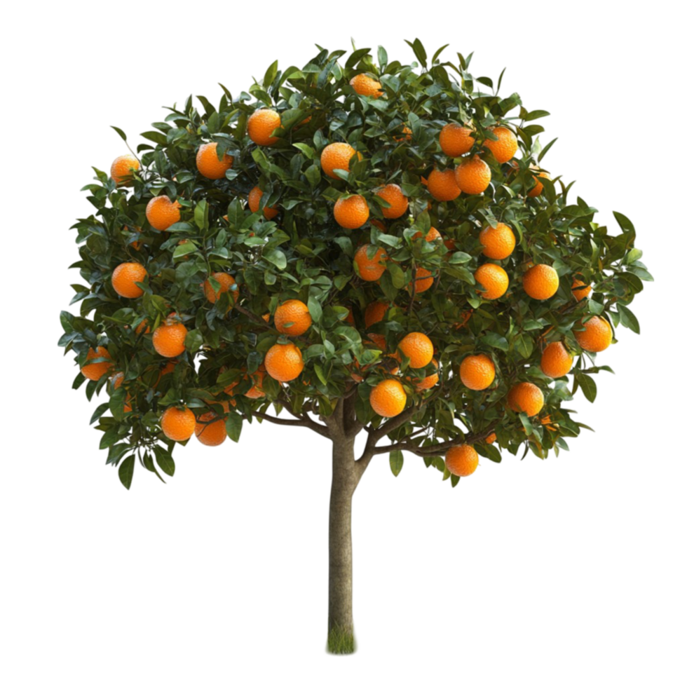 Vibrant Orange Tree with Ripe Fruits on Transparent Background png
