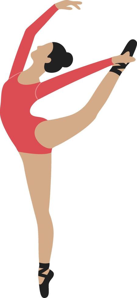 Elegant Ballerina Performing Ballet Dance in Red Leotard Illustration vector