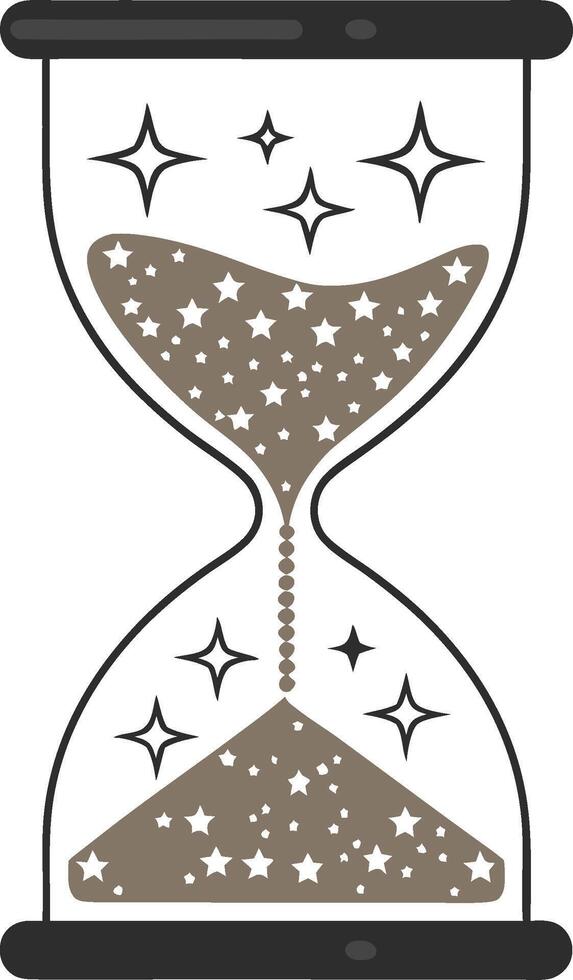 Sparkling Hourglass Illustration with Stars for Time Concept Tattoos and Crafts vector