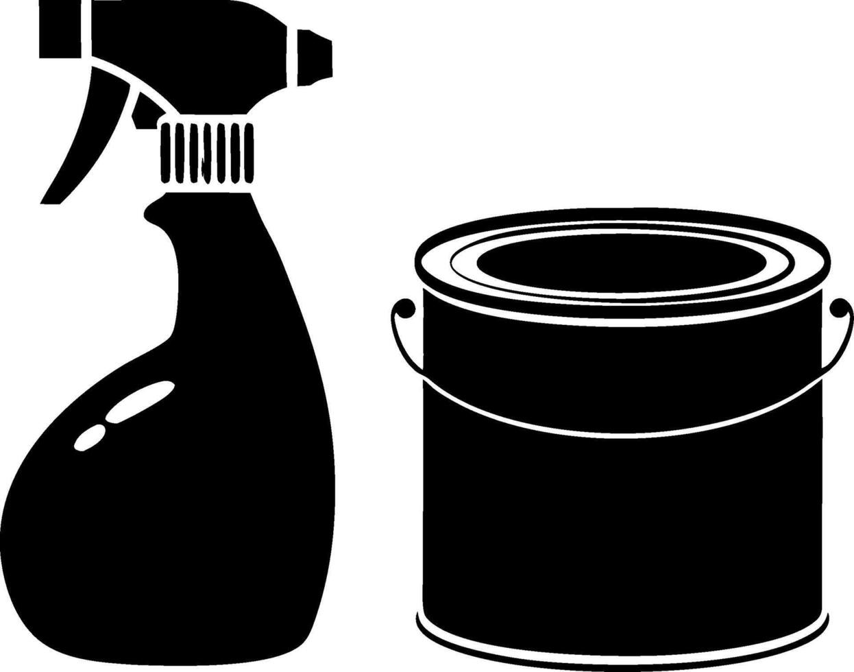 Illustration Spray Bottle and Paint Can for DIY Home Improvement Projects vector