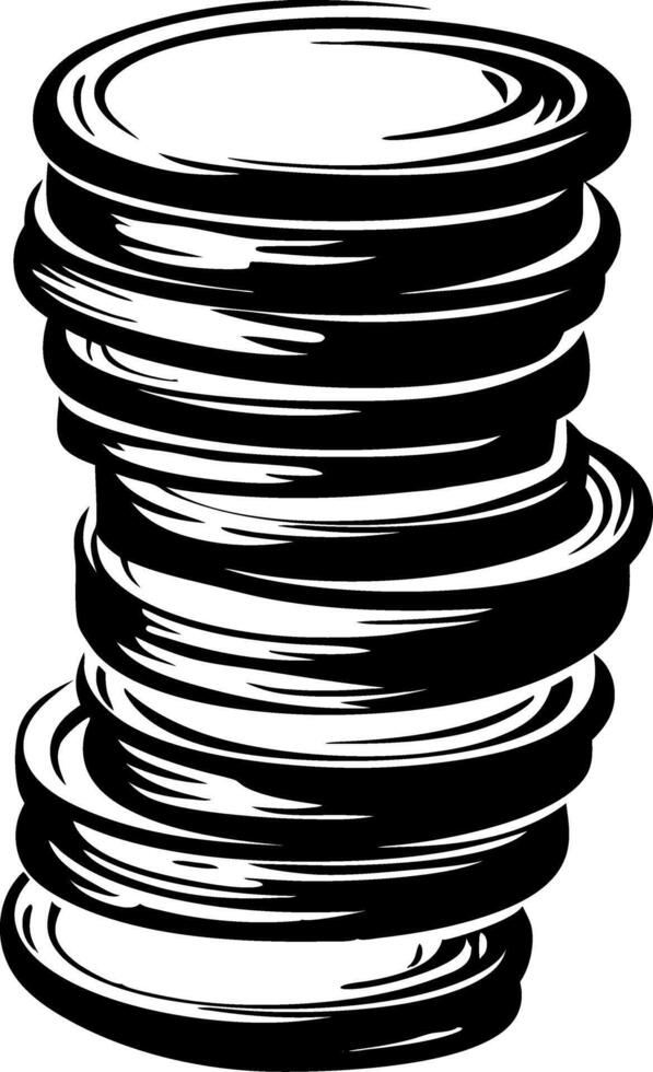 Stack of Black Coins Illustration for Finance and Business Design vector