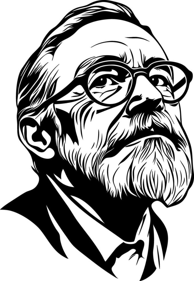 Distinguished Elderly Man with Glasses Artistic Portrait vector