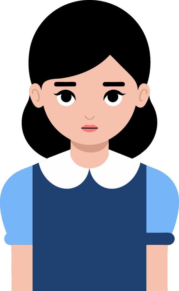 Cute Sad Girl Simple Illustration for Children's Book or Cartoon Design vector