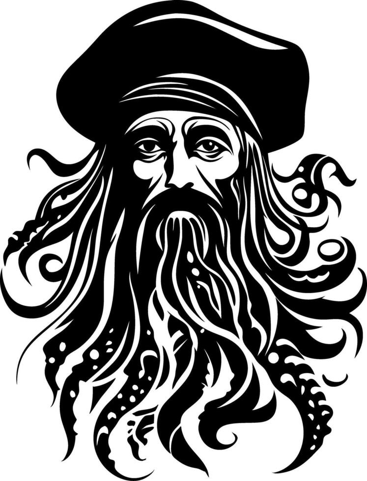 Intricate Stylized Bearded Man Abstract Design for Tattoos or Art Projects vector