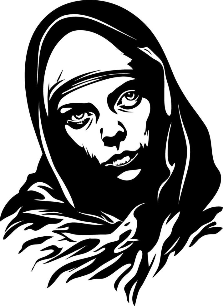 Striking Woman in Headscarf Art for Tattoos and Design vector