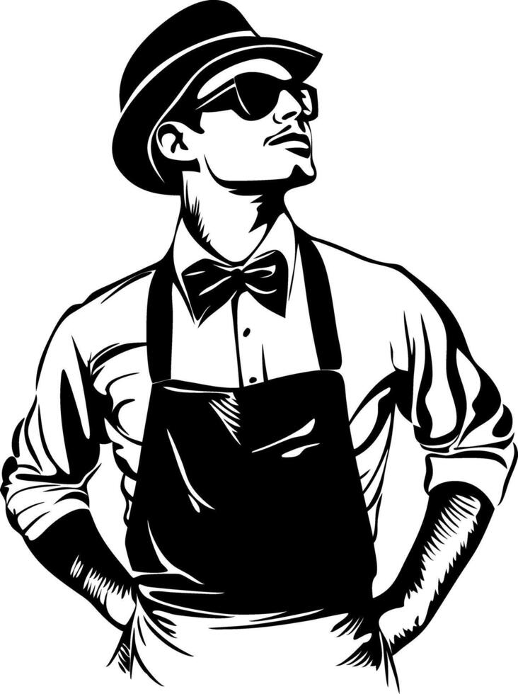 Stylish Retro Man in Hat Sunglasses and Bow Tie Art vector