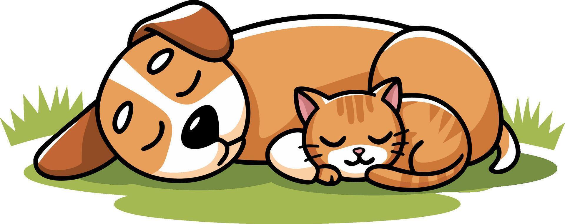 Adorable Sleeping Dog and Cat for Pet Lovers and Illustration Projects vector