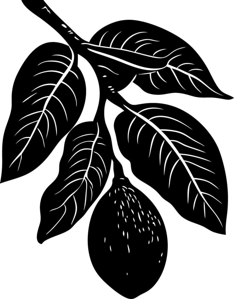 Lemon Branch Black Silhouette for Botanical Illustrations and Art Projects vector