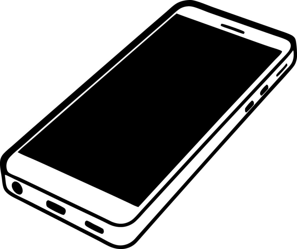 Black Outline Smartphone Illustration for Tech Graphic Design Projects vector
