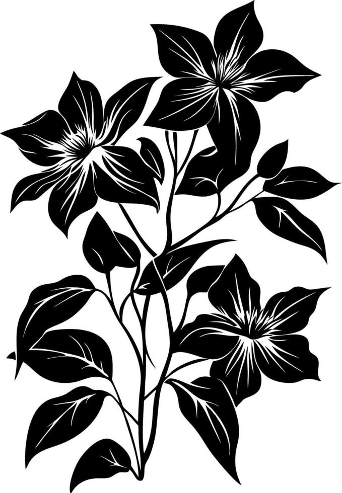 Elegant Floral Silhouette Design for Tattoos and Coloring Books vector