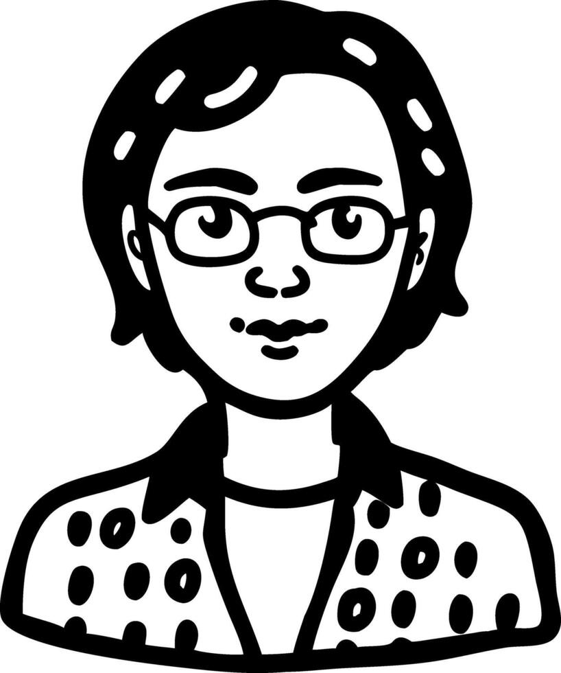 Portrait Illustration of Person with Glasses in Polka Dot Shirt vector