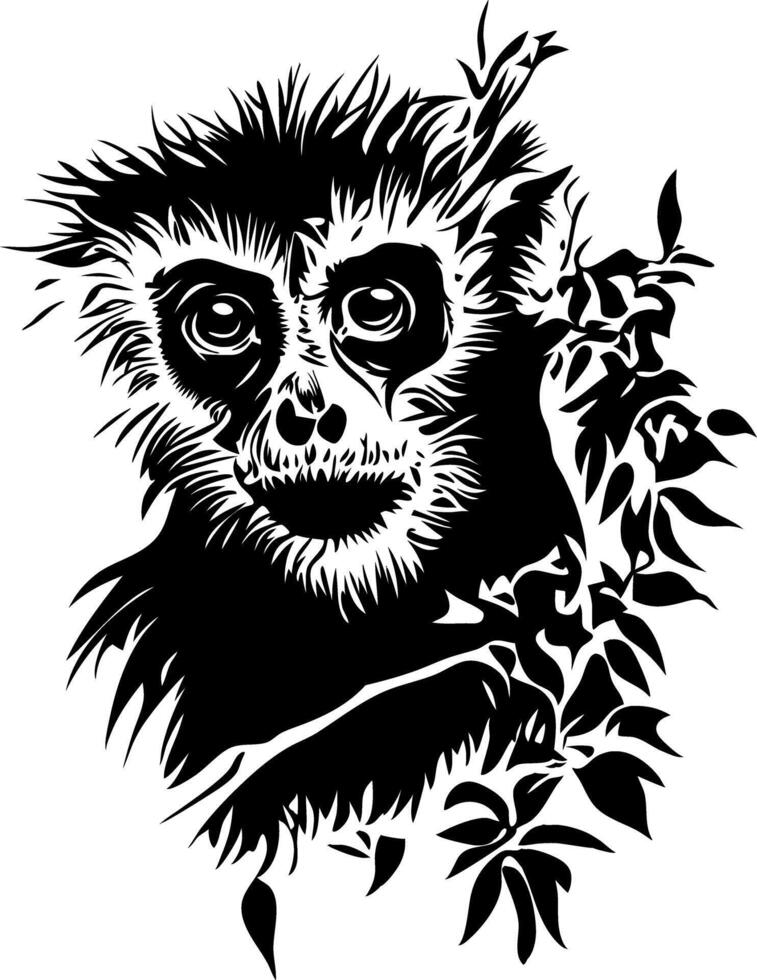 Monkey Face Sketch Art for Tattoos and Nature Designs vector