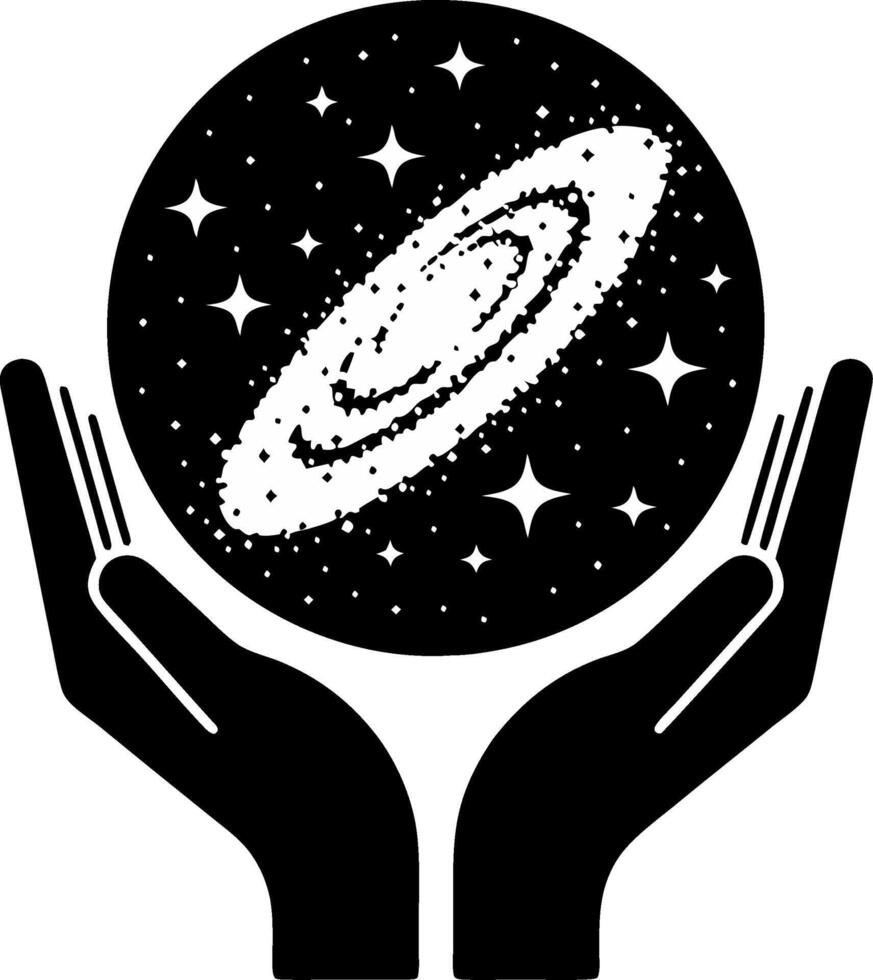 Cosmic Galaxy in Hands Illustration for Spiritual Art and Design vector
