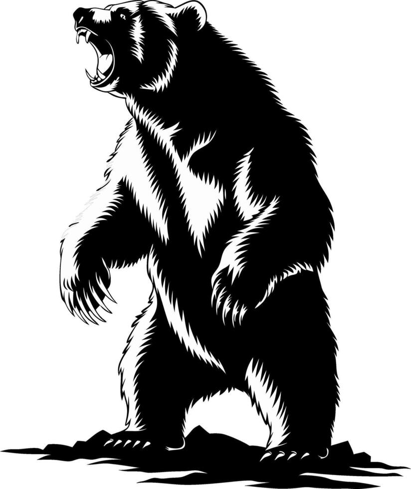 Fierce Roaring Bear Illustration for Tattoo and Design Use vector