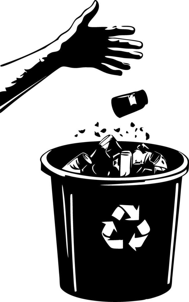 Hand Tossing Recyclable Can into Bin Illustration for Environmental Awareness vector