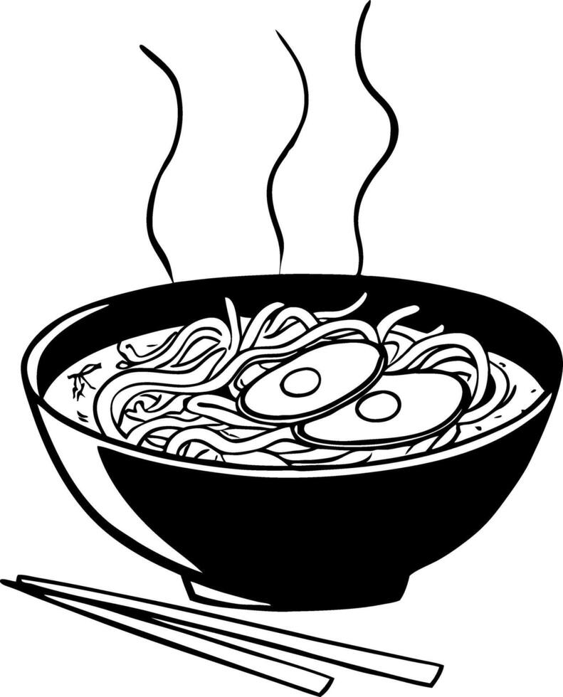 Steaming Ramen Bowl with Eggs Illustration for Culinary Design vector