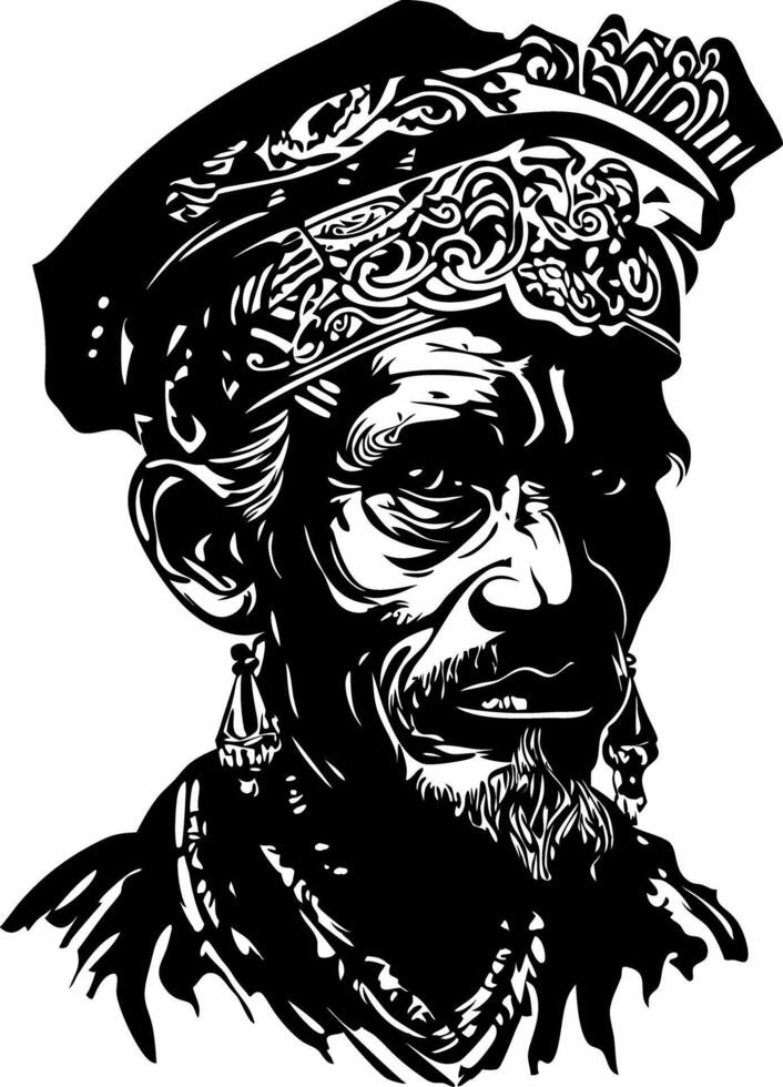 Intricate Tribal Elder Portrait Art for Design and Tattoo Inspirations vector