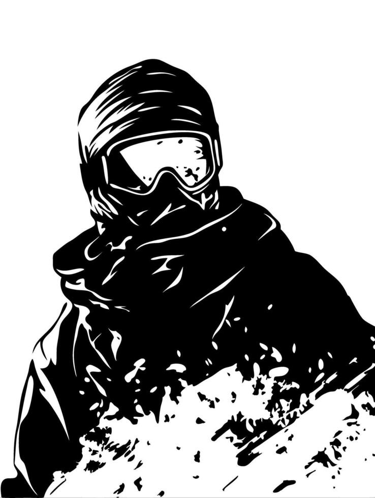 Snowboarder Silhouette in Snowy Winter Gear Illustration vector