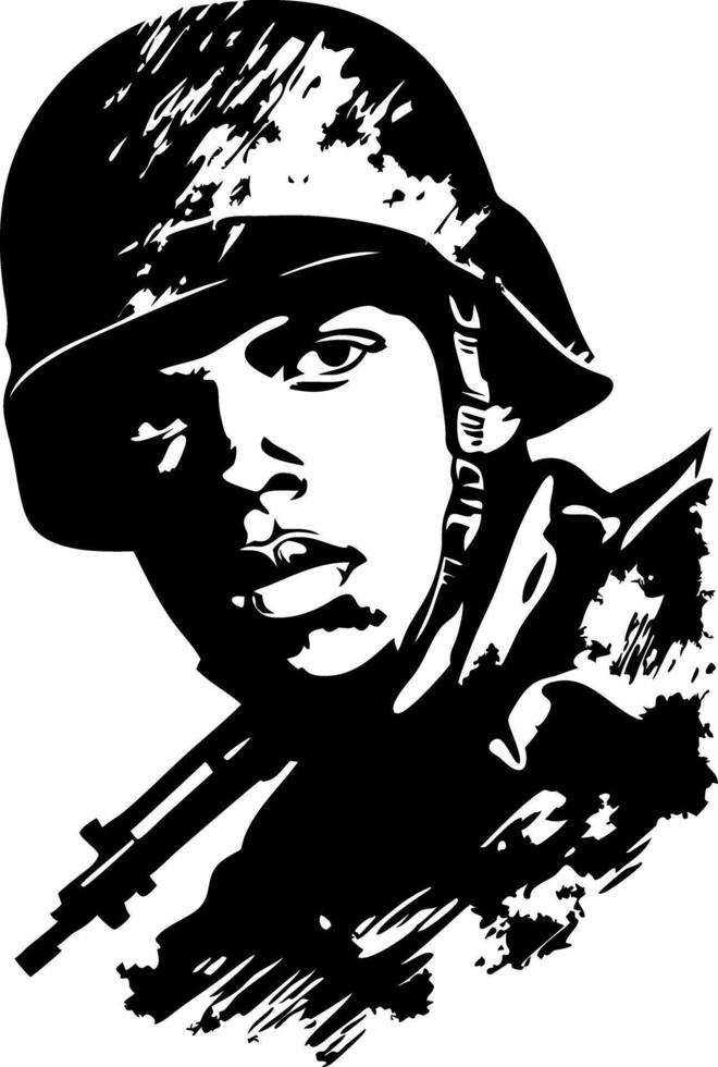Illustration of Soldier in Helmet with Rifle Silhouette for Military Design vector