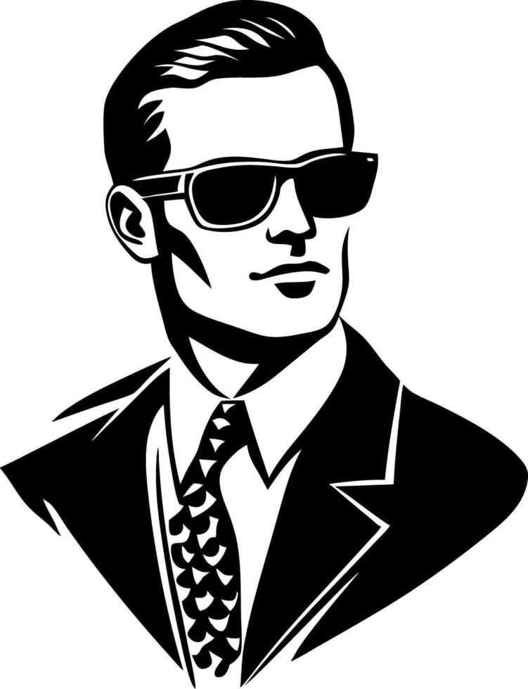 Stylish Illustration of Man in Suit and Sunglasses Artwork vector