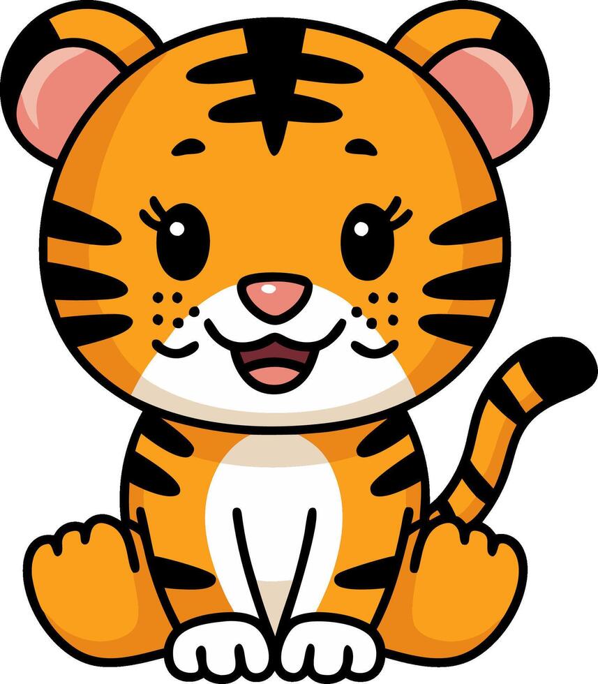 Cute Cartoon Tiger Illustration for Kids Art and Decor vector