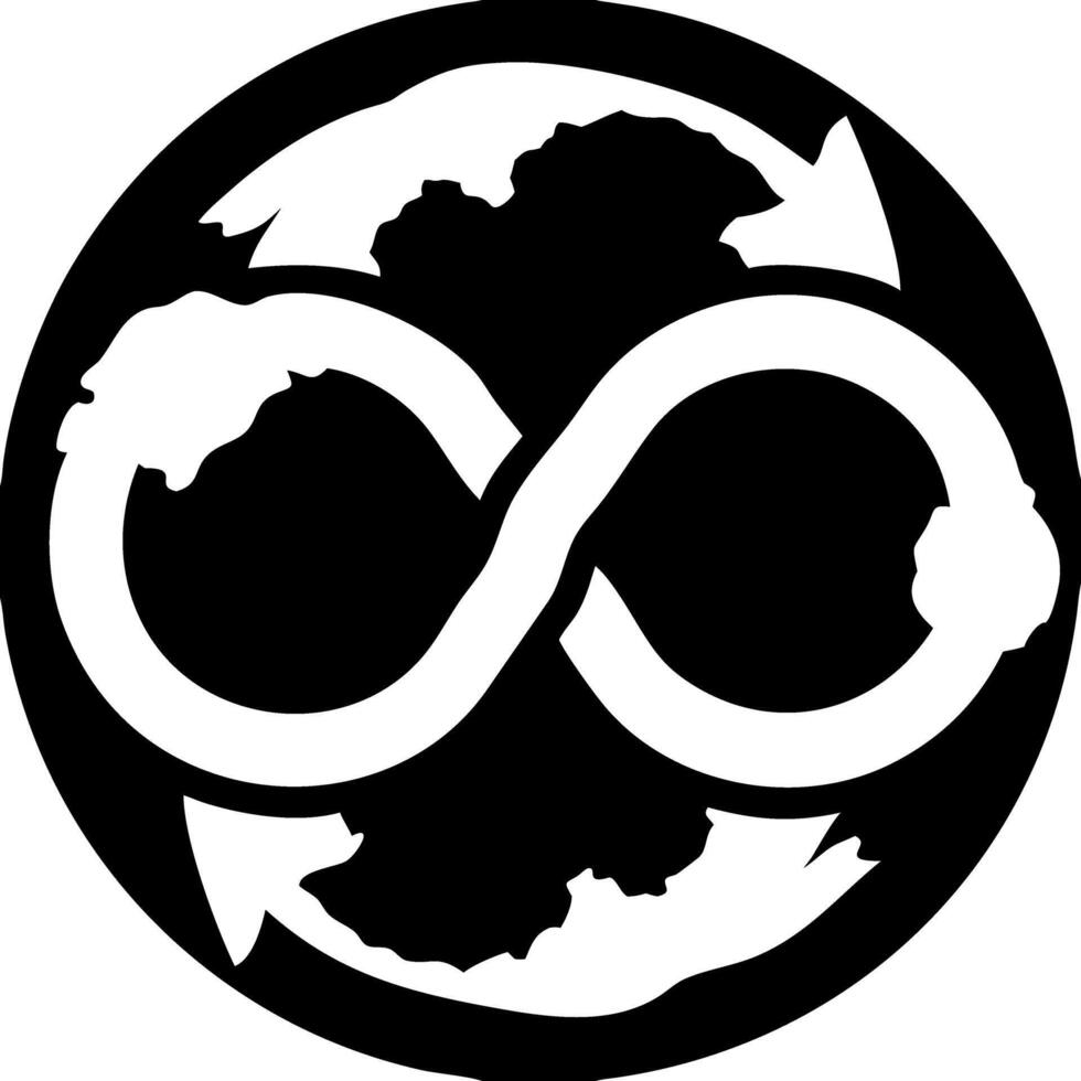 Infinite Recycling Symbol with Arrows and Earth Elements Design vector