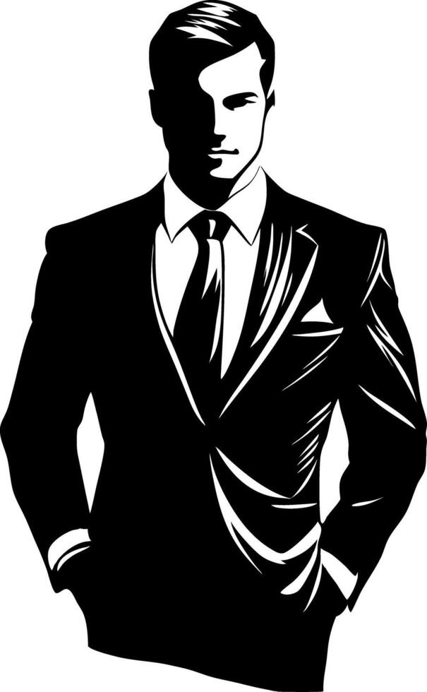 Stylish Businessman Silhouette in Sharp Suit for Branding and Design vector