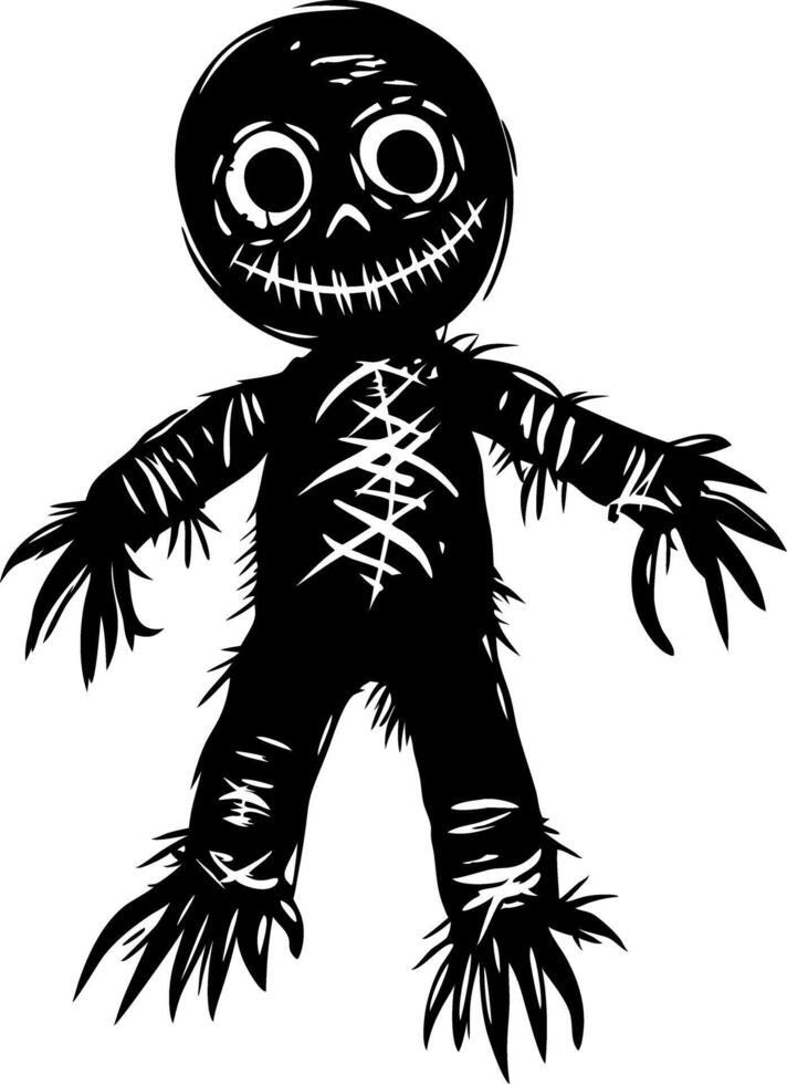 Creepy Rag Doll Silhouette Illustration for Halloween Design and Spooky Themes vector