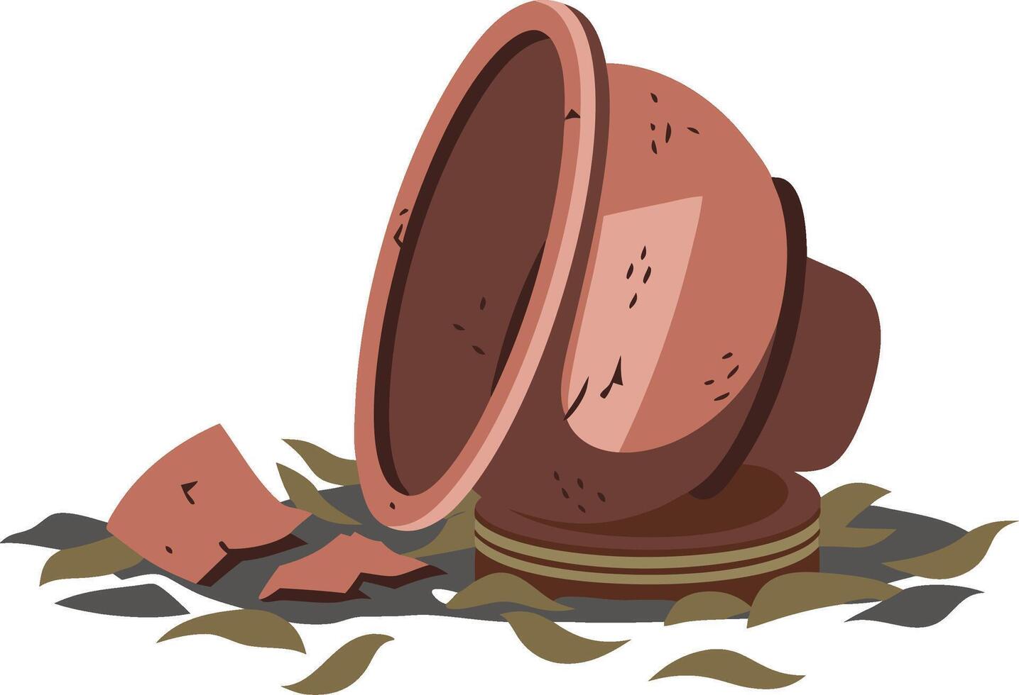 Broken Clay Pot Illustration Symbolizing Fragility and Change vector