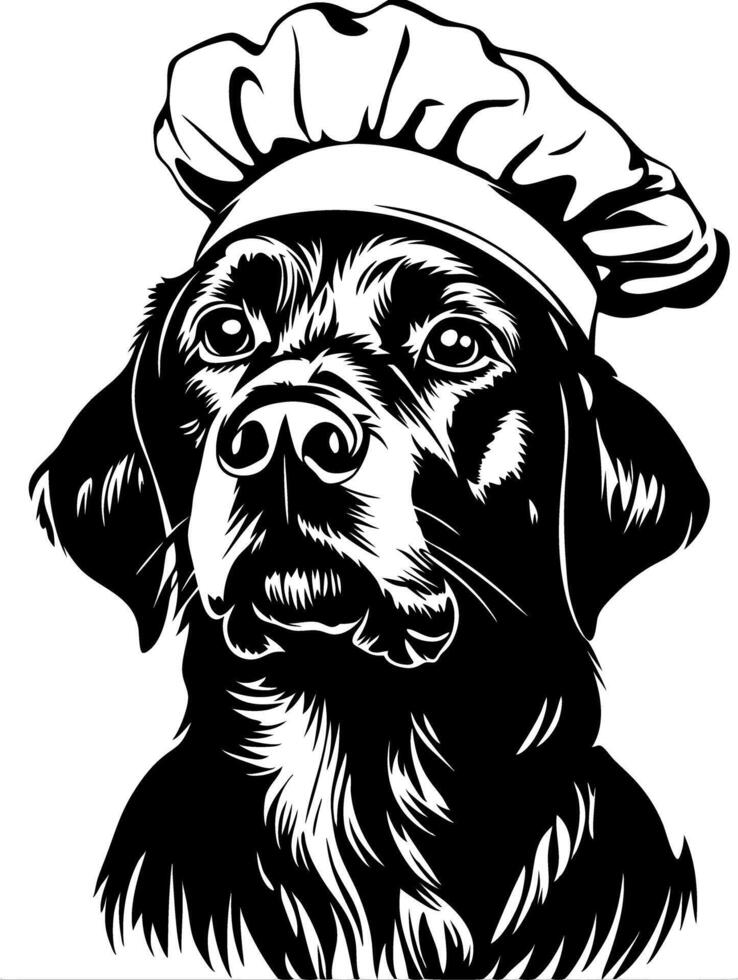 Chef Dog Illustration Black Labrador in Chef Hat Art vector