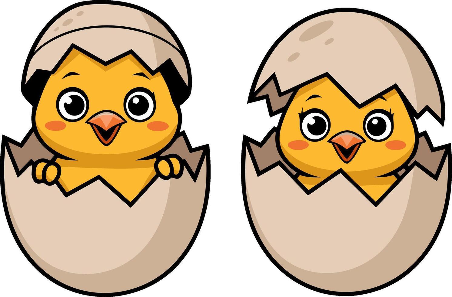 Cute Cartoon Chicks Hatching from Eggs Adorable Easter Illustration vector