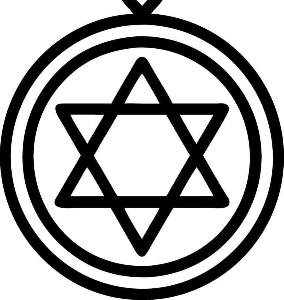 Geometric Star of David in Black Circular Frame for Design Use vector