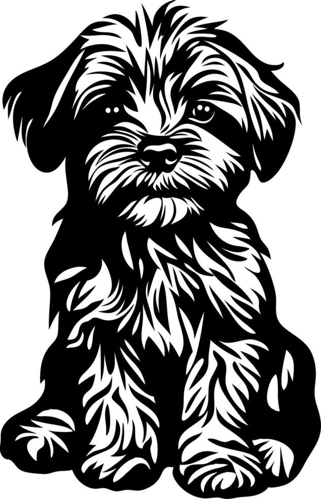 Cute Puppy Silhouette for Tattoo or Coloring Books vector