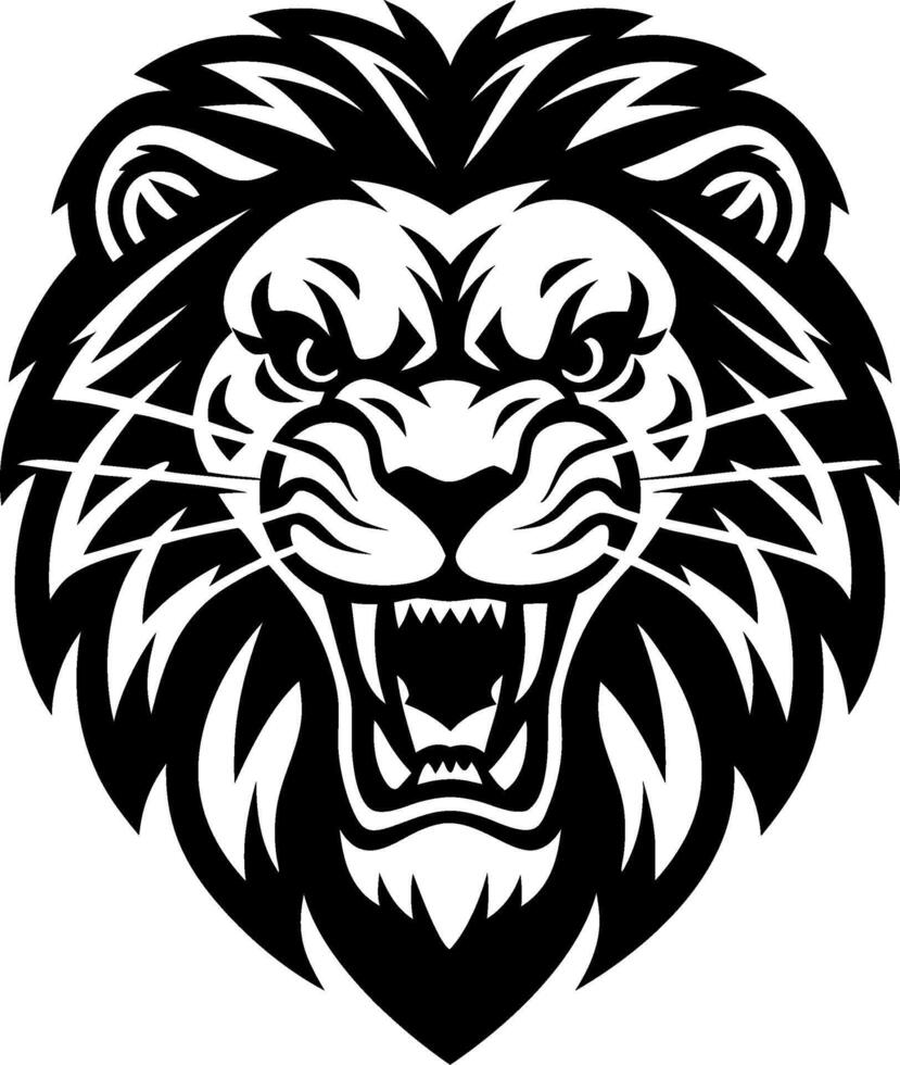 Majestic Roaring Lion Head Illustration for Tattoos and Logos vector