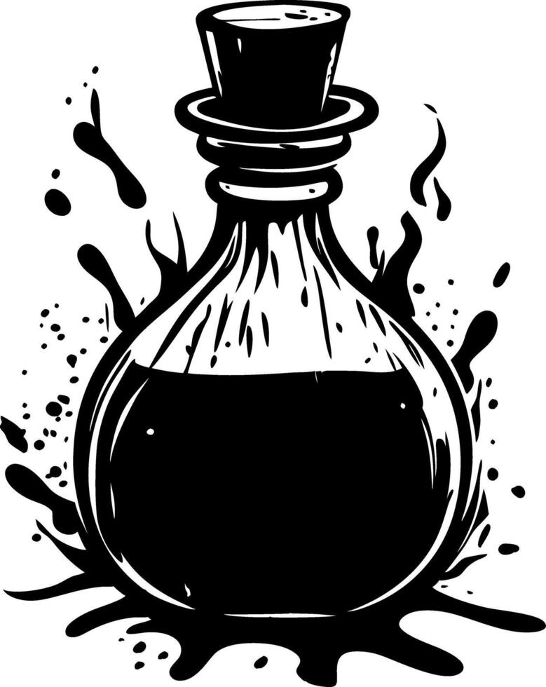 Black Ink Potion Bottle Splash Illustration for Design and Craft Projects vector