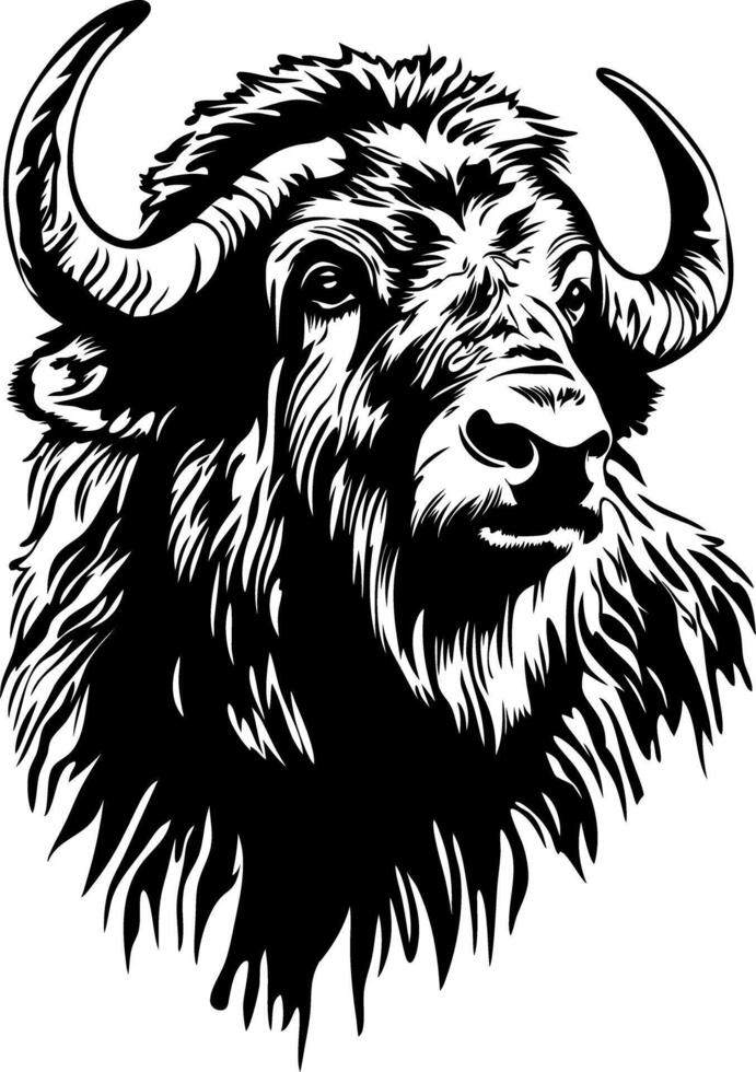 Detailed Bison Head Illustration for Tattoo and Design Projects vector