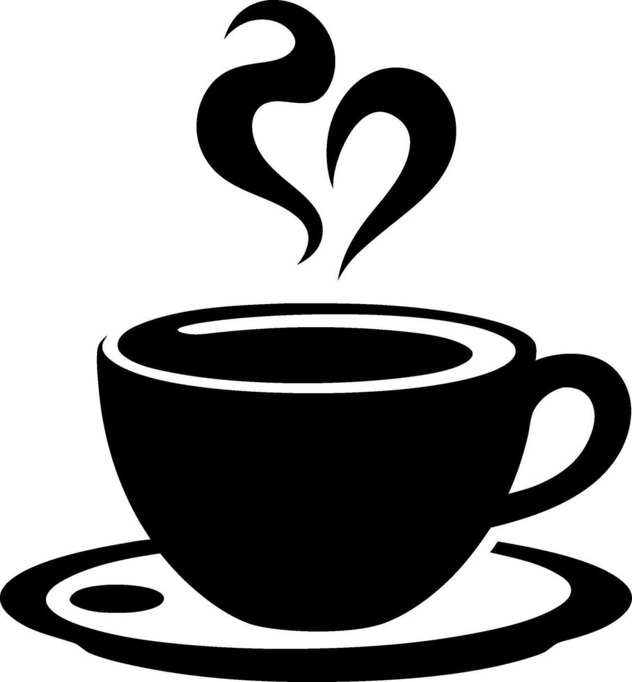 Coffee Cup Silhouette With Heart Shaped Steam Perfect For Cafe Logos and Tea Decorations vector